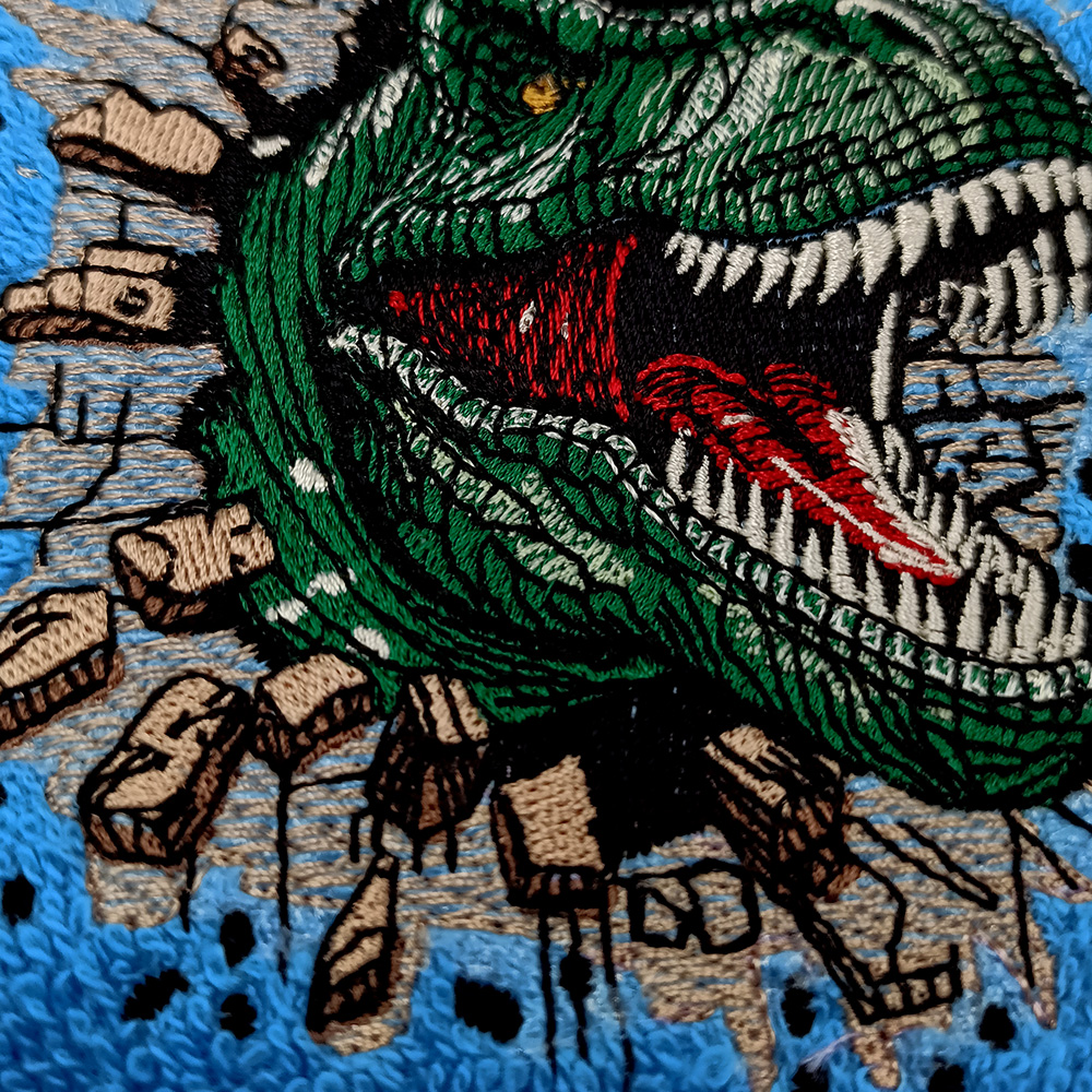Personalizovateľný vyšívaný motív detský uterák, výšivka DINO REX